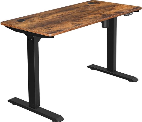 SONGMICS Scrivania elettrica, regolabile in altezza, supporto da scrivania, tavolo da scrivania con motore, 120 x 60 x (73-114) cm, acciaio, marrone vintage