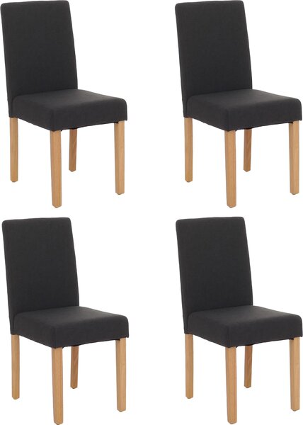 Set di 4 sedie per sala da pranzo Sedia da cucina Littau ~ tessuto, nero, gambe chiare