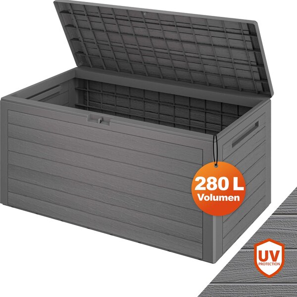 CASARIA® Baule da Giardino XXL 280L Effetto Legno Cassapanca Richiudibile 116x43x55cm Box Multibox Contenitore Cuscini
