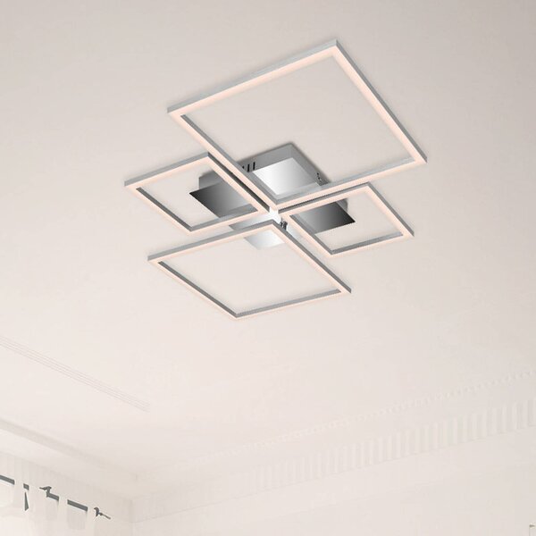 Briloner Plafoniera a LED Frame, dimmerabile, Alluminio / Grigio / Zincato, Soggiorno / Sala da pranzo, Metallo, Moderno, Plafoniera LED