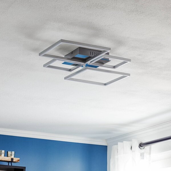 Briloner Plafoniera a LED Frame, dimmerabile, Alluminio / Grigio / Zincato, Soggiorno / Sala da pranzo, Metallo, Moderno, Plafoniera LED