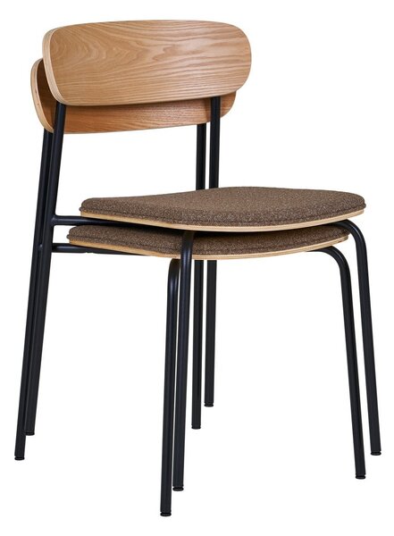 Sedia da pranzo nera/marrone con effetto frassino impilabile Estepona – House Nordic