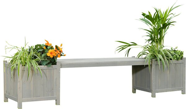 Panchina da giardino con fioriere in legno grigio Panchina con fioriere