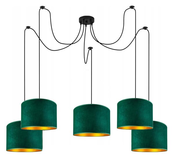 Lampada da soffitto verde lampada velour vintage moderna E27 lampada di design a 5 fiamme N230-P5-G
