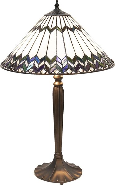 Lampada da tavolo Tiffany Clayre & Eef Ø 40x62 cm Vetro bianco marrone
