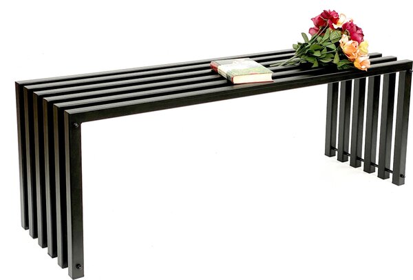DanDiBo Panchina da giardino in metallo solido resistente alle intemperie nero 120 cm Ela Panchina moderna 96205 Panchina da parco in ferro a doghe