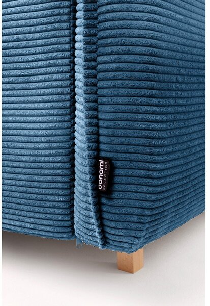Divano angolare blu allungabile (con penisola a sinistra/a forma di "U") con rivestimento in velluto a coste Tori – Bonami Selection