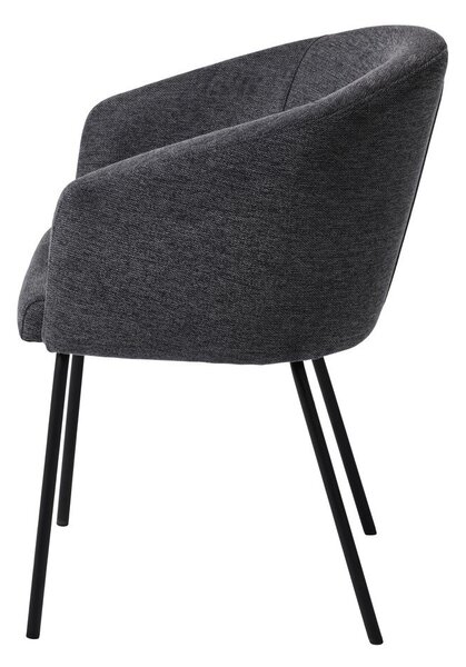 Sedia da pranzo grigio scuro in imbottito con braccioli Easton – Unique Furniture