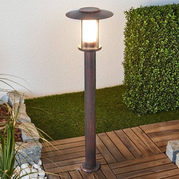Lampioncino da giardino Pavlos Lindby, Marrone / Ruggine, Acciaio Inox, Campagna / Rustiche, Lampada LED da esterni