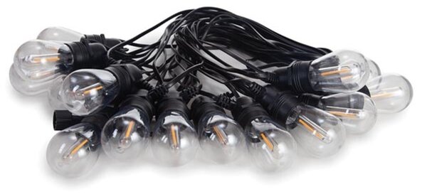 Led solare - 15 M - 15 lampade bianco caldo - filo nero