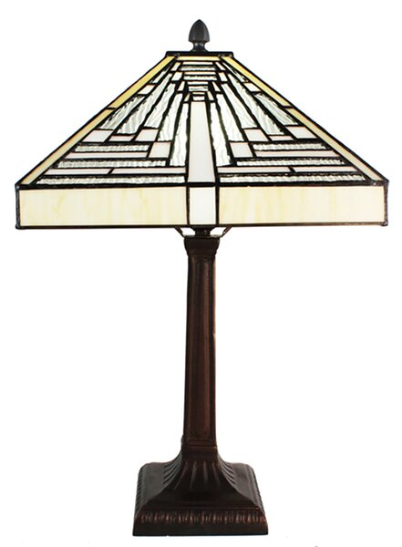 Clayre & Eef Lampada da tavolo Tiffany 31x31x48 cm Vetro bianco grigio