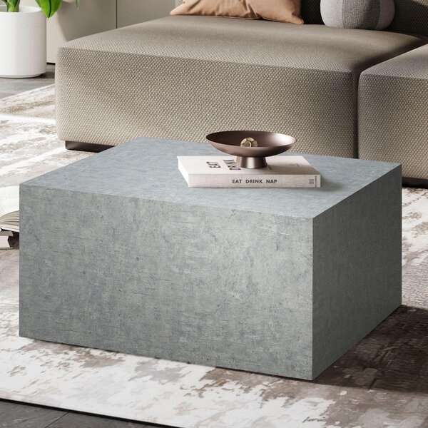 WOHNLING Tavolino MONOBLOC 60x60x30 cm in look cemento grigio design tavolo soggiorno cubo quadrato tavolo salotto tavolo laterale forma cubo