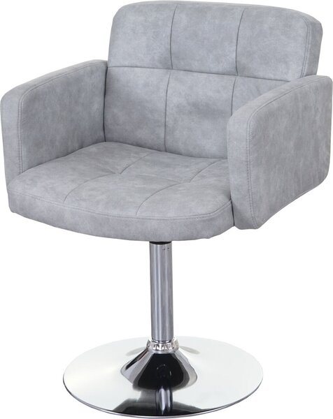 Sedia da pranzo Orlando, sedia girevole, Similcuoio scamosciata cromata certificata MVG ~ grigio vintage
