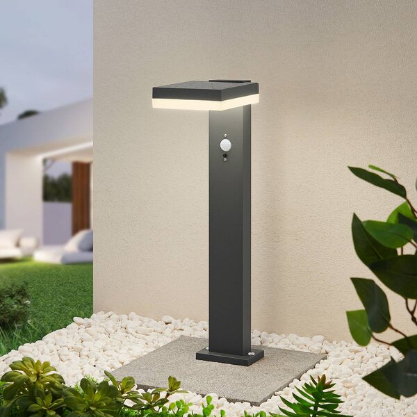 Lindby Laira lampioncino LED solare, 50 cm, Nero, Alluminio, Moderno, Lampade solari