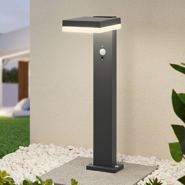 Lindby Laira lampioncino LED solare, 50 cm, Nero, Alluminio, Moderno, Lampade solari