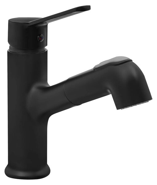 Miscelatore per lavabo estraibile - 2 tipi di getto - Montaggio a incasso - Rame - Tubi di collegamento da 70 cm - Nero