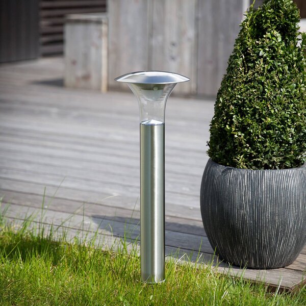 Lindby Lampada LED con picchetto Jolin, 66 cm, acciaio inox JOLIN, Alluminio / Grigio / Zincato, Acciaio Inox, Moderno, Lampade solari