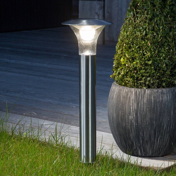Lindby Lampada LED con picchetto Jolin, 66 cm, acciaio inox JOLIN, Alluminio / Grigio / Zincato, Acciaio Inox, Moderno, Lampade solari