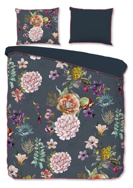 Set copripiumino e federa color antracite in raso di cotone per letto matrimoniale ed esteso 240x220 cm Parma – Descanso