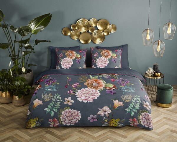 Set copripiumino e federa color antracite in raso di cotone per letto matrimoniale ed esteso 240x220 cm Parma – Descanso