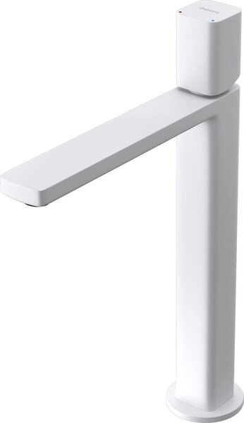 Doporro Miscelatore Monocomando Alto per Lavabo Bagno Senza Leva, Rubinetto con Flessibili Acqua Calda Fredda in Ottone Bianco H 30,9 cm WAO-7901