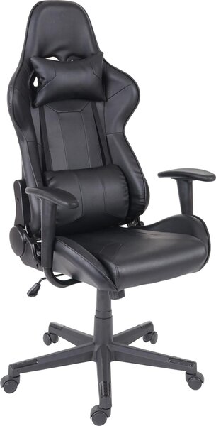 Sedia da ufficio HWC-F84, sedia da scrivania sedia da gioco sedia girevole executive, Similcuoio ~ nero
