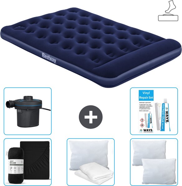 Materasso gonfiabile Bestway - Letto alla francese - 137 x 191 x 28 cm - Blu - Accessori inclusi