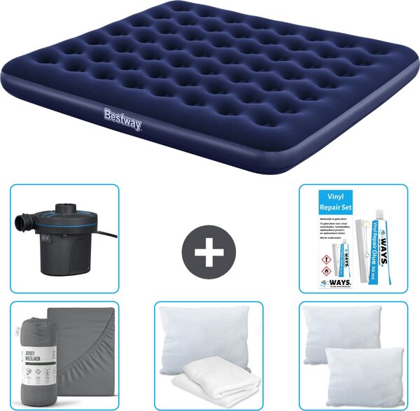 Materasso gonfiabile Bestway - 2 persone - 183 x 203 x 22 cm - Blu - Accessori inclusi