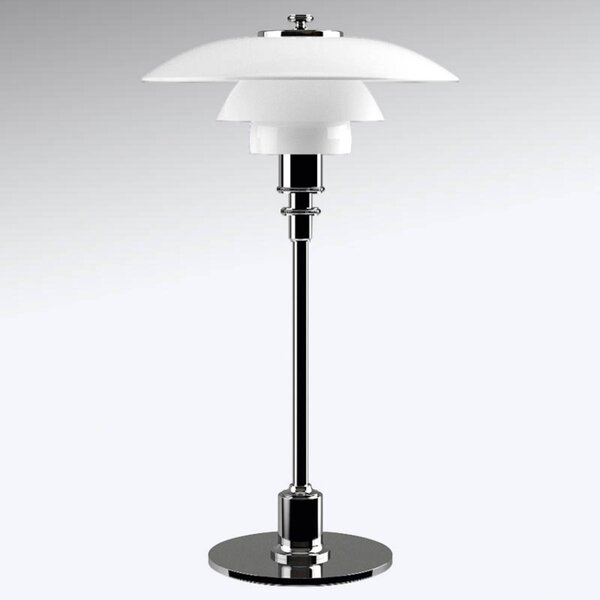Louis Poulsen Lampada da tavolo di design PH 2/1, Bianco / Opale, Soggiorno / Sala da pranzo, Ottone, Design, Lampada da tavolo