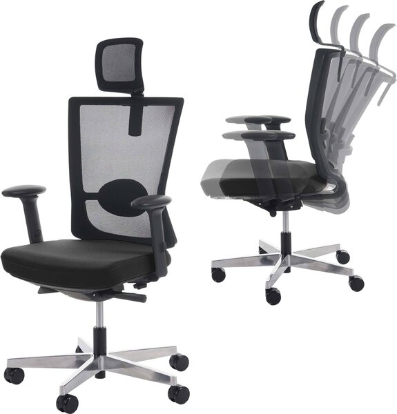 Sedia da ufficio MERRYFAIR Forte, sedia da scrivania, funzione scorrevole ergonomica ~ nero, con poggiatesta