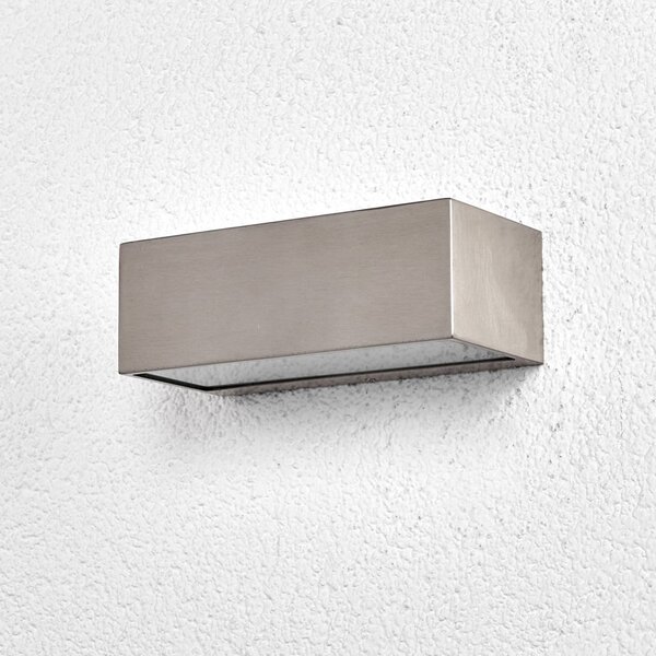 Lindby applique da esterno Leonora, 20 cm, angolare, acciaio inox LEONORA Lindby, dimmerabile, Alluminio / Grigio / Zincato, Acciaio Inox, Moderno
