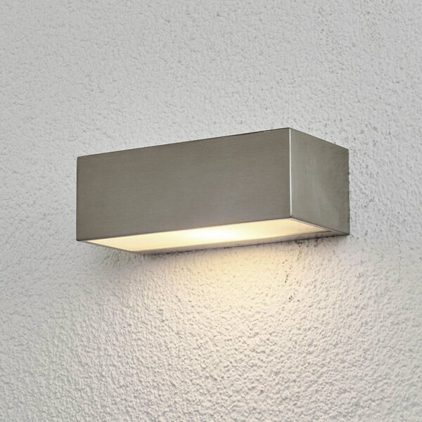 Lindby applique da esterno Leonora, 20 cm, angolare, acciaio inox LEONORA Lindby, dimmerabile, Alluminio / Grigio / Zincato, Acciaio Inox, Moderno