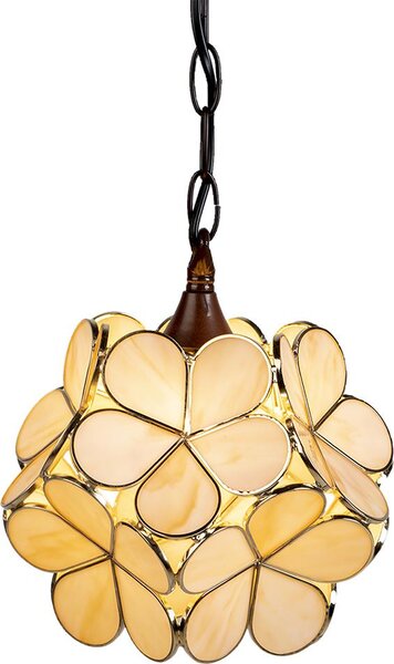 Clayre & Eef lampada a sospensione Tiffany 21x21x17/90 cm fiore di vetro beige