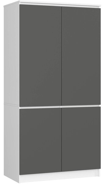 Akord Armadio 4 Ante Bianco/Grigio Grafite 90X51X180 Cm
