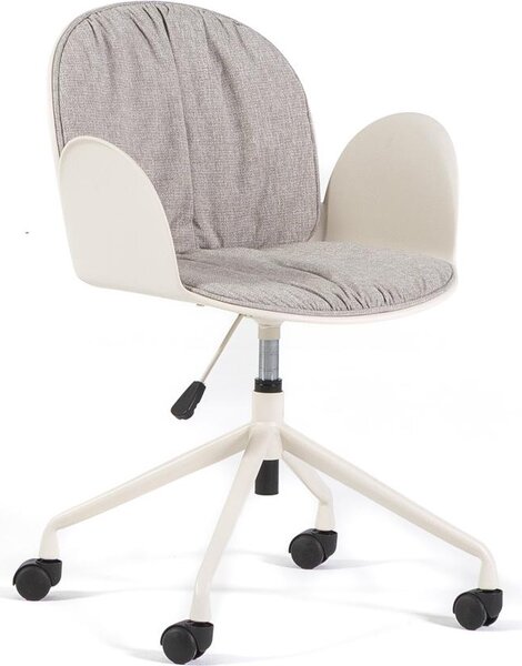 Sedia da ufficio con scocca in polipropilene e rinforzo in fibra di vetro, cuscino in tessuto, regolabile in altezza con rotelle, design elegante e confortevole per scrivanie e ambienti di lavoro - TEODORA