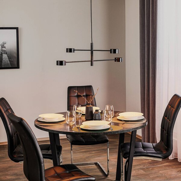 Nordlux Lampada LED a sospensione Clyde, 4 luci, 2 livelli dimmerabile, Nero, Soggiorno / Sala da pranzo, Metallo, Moderno