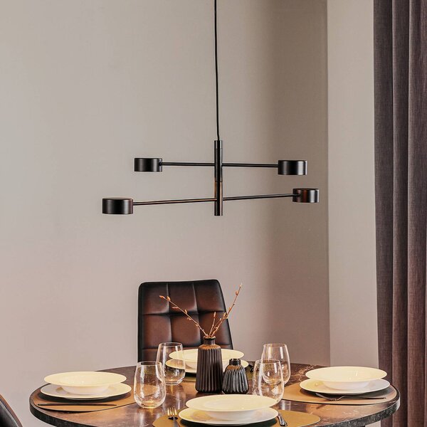 Nordlux Lampada LED a sospensione Clyde, 4 luci, 2 livelli dimmerabile, Nero, Soggiorno / Sala da pranzo, Metallo, Moderno