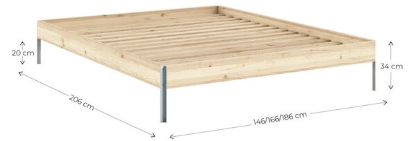 Letto matrimoniale di colore naturale in pino massiccio con rete inclusa 180x200 cm Core – Karup Design