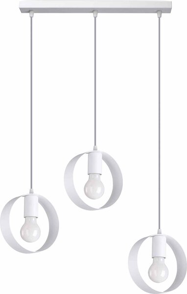 Lampada a sospensione TITRAN 3 biaa 3xE27 15W acciaio 110x5x56cm Sollux Lighting