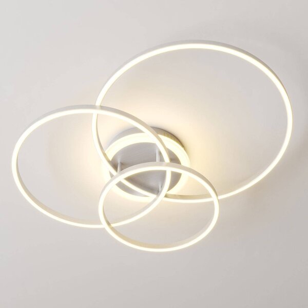 Plafoniera smart Tula Lindby, dimmerabile, Alluminio / Grigio / Zincato, Soggiorno / Sala da pranzo, Alluminio, Moderno
