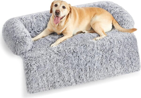 Feandrea FluffyHug letto per cani in peluche, coperta per cani da divano, protezione per cani da divano, cuscino per cani, taglia XXL, per cani di taglia grande, 122 x 95 x 18 cm, grigio ombré