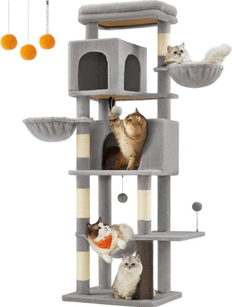Albero per gatti TRISTAN, 57x45x175cm, grigio