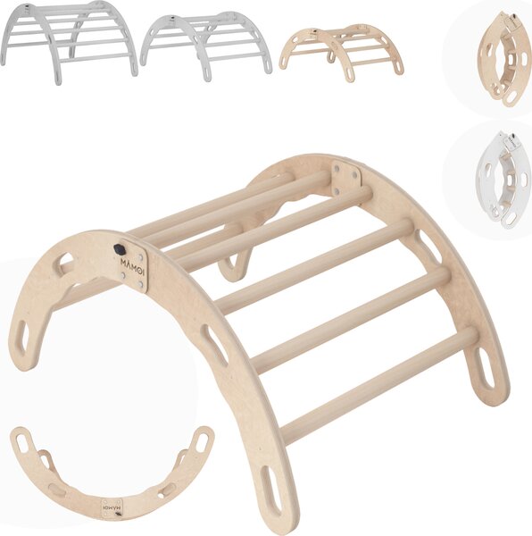 MAMOI® Mini arco di arrampicata, triangolo di arrampicata, arrampicata per bambini, altalena arcobaleno in legno, arco in legno per bambini, struttura per arrampicata indoor da 1/2/3 anni