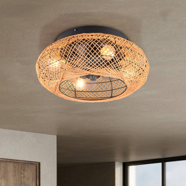 Reality Leuchten Ventilatore da soffitto Lillesand con luce, silenzioso, Ø 50 cm, telecomando, Marrone / Ruggine, Soggiorno / Sala da pranzo, Metallo