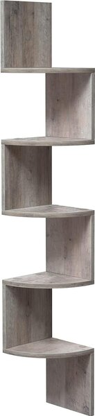 VASAGLE scaffale ad angolo, scaffale a parete con 5 scomparti, scaffale galleggiante, per cucina, camera da letto, soggiorno, studio, ufficio, grigio