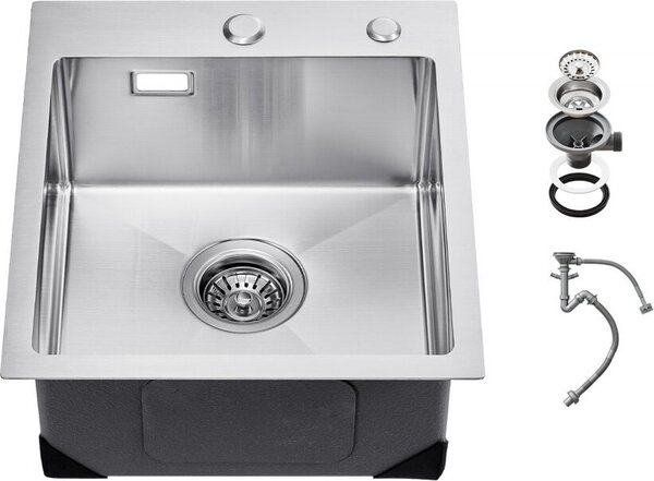 Lavello da incasso in acciaio inox - Lavello da cucina a vasca singola - Lavello 40x45x19cm - Lavello di alta qualità per la vostra cucina