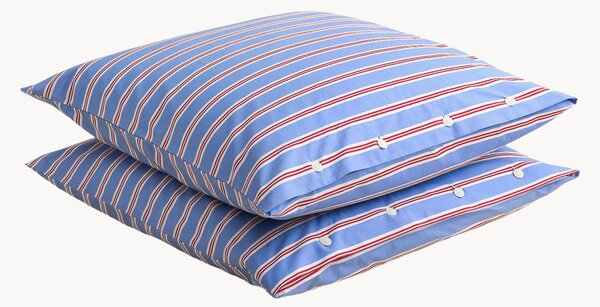 Set di 2 federe in percalle di cotone Striped Blue