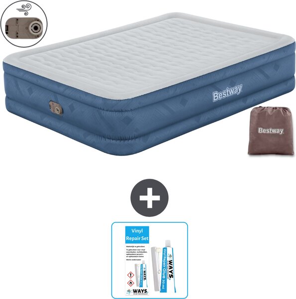Materasso gonfiabile Bestway - 2 persone - 152 x 203 x 46 cm - Grigio - Accessori inclusi