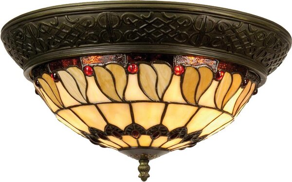 Clayre & Eef Lampada da soffitto Tiffany Ø 38x19 cm Vetro beige marrone