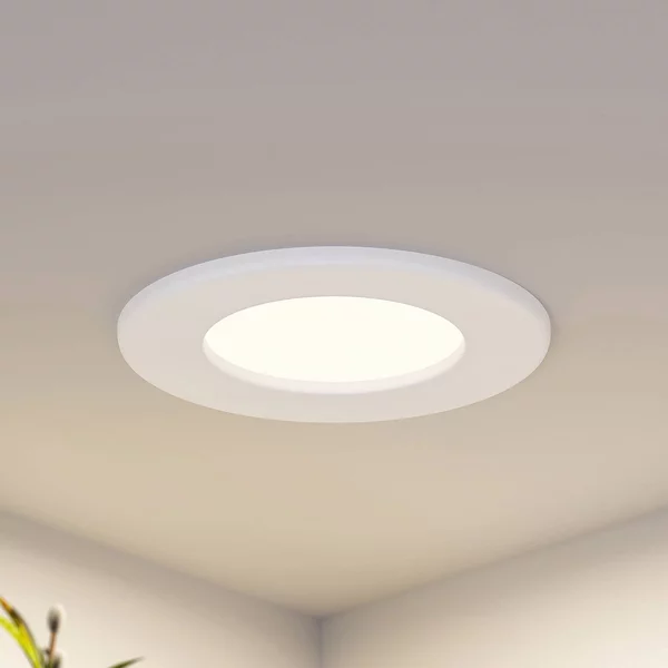 Prios Luci LED da incasso Cadance, bianco, 12 cm, set di 10, CCT Cadance PRIOS, dimmerabile, Bianco / Opale, Bagno, Alluminio, Moderno